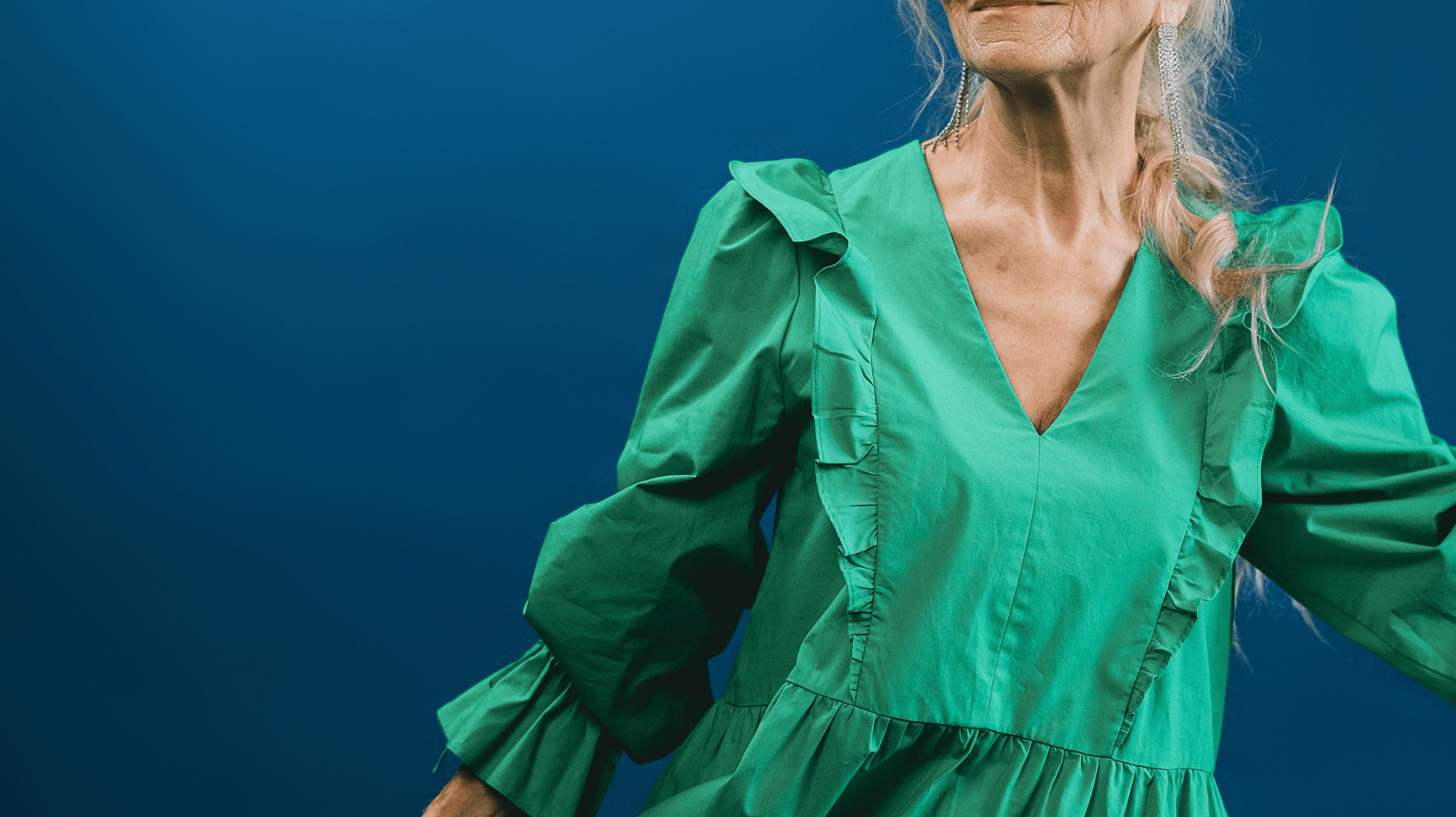 Woman in a green dress