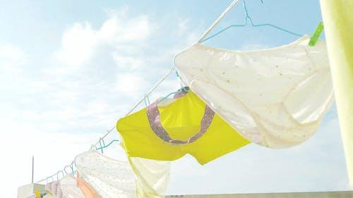 underwear on clothesline