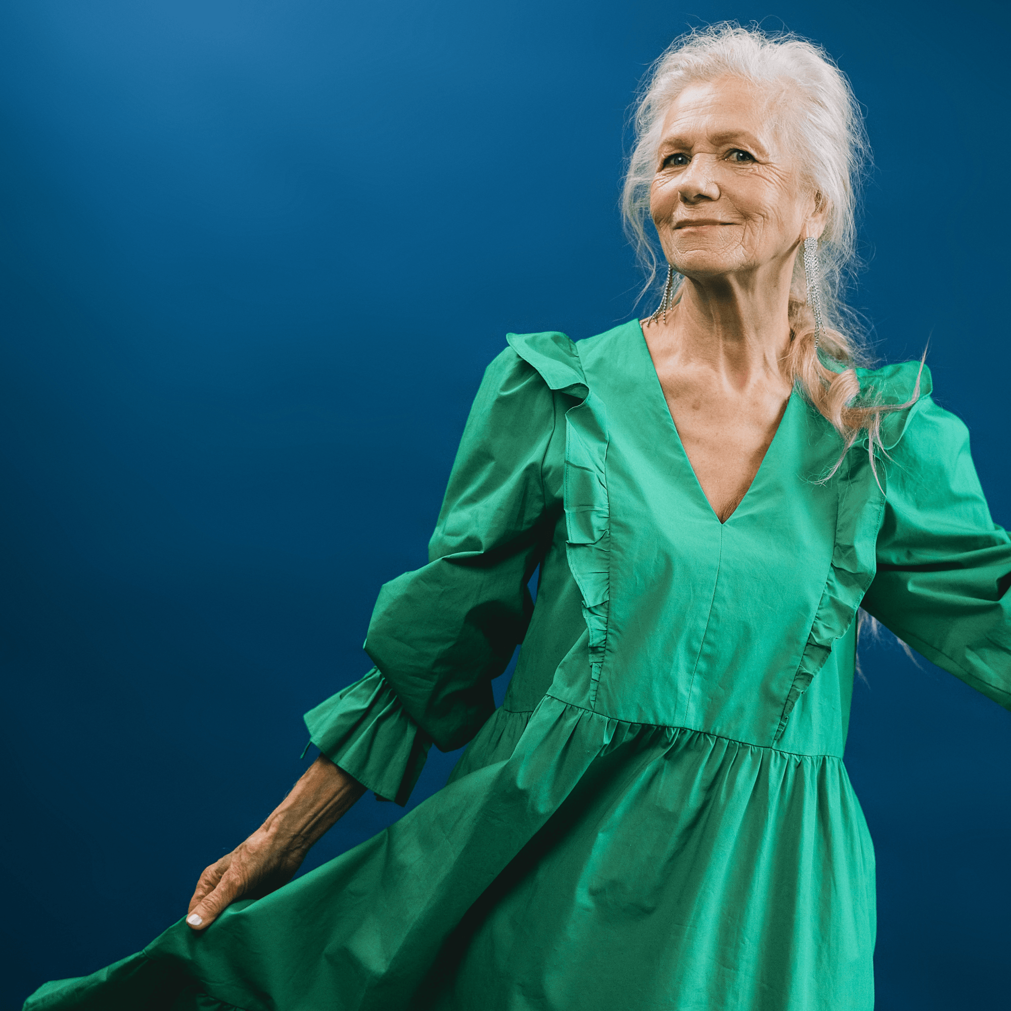 Woman in a green dress