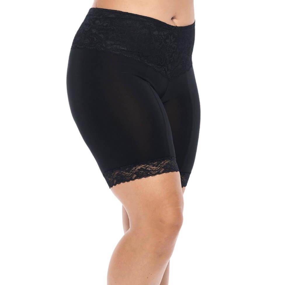 Wide waist band Lace Slip Short anti chafing underwear for women black