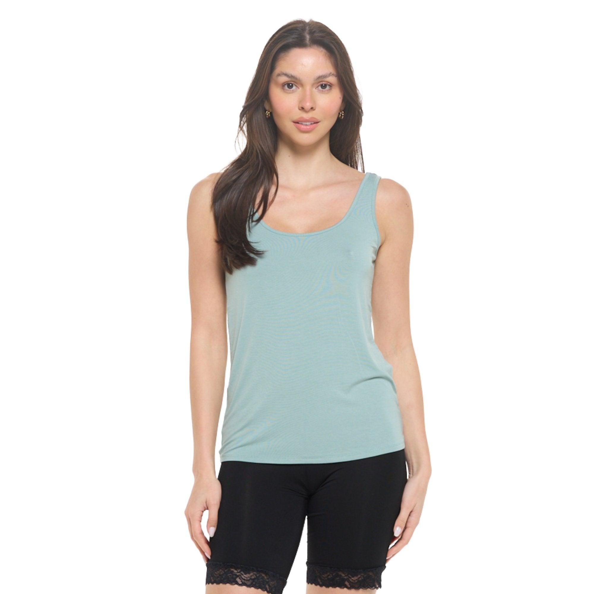 green cotton modal tank top